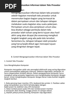 Mengorganisasikan Informasi Dalam Teks Prosedur