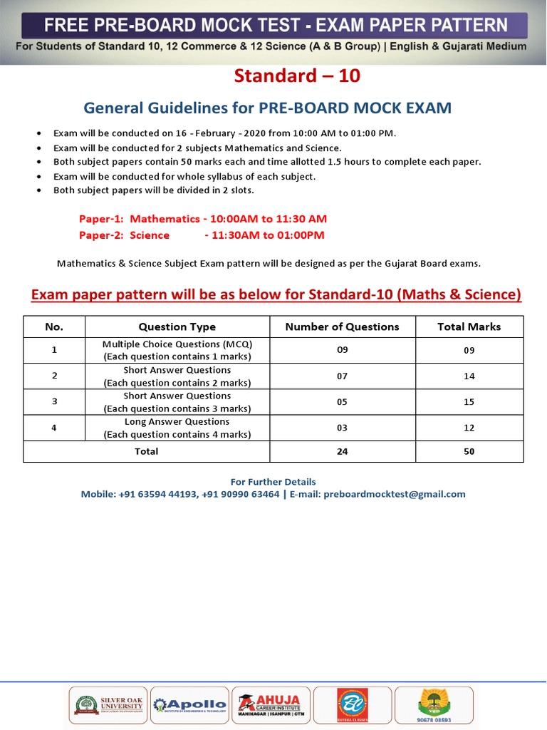 Pre-Board Mock Exam Guidelines | PDF | Multiple Choice | Test (Assessment)