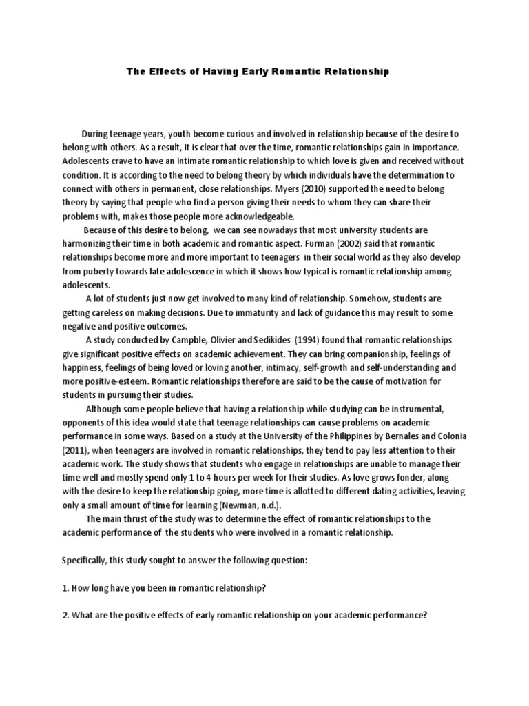 Effects of Early Romantic Relationships on Students | PDF | Romance ...