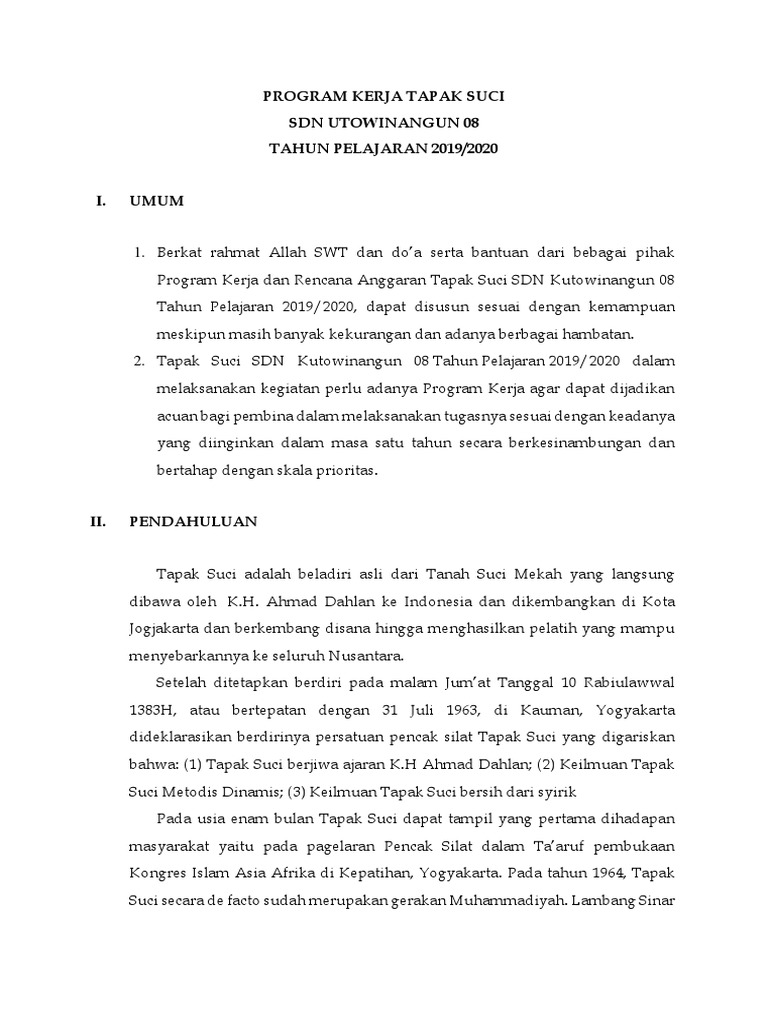 Program Kerja Ekstrakurikuler Tapak Suci | PDF | Bisnis | Perjalanan