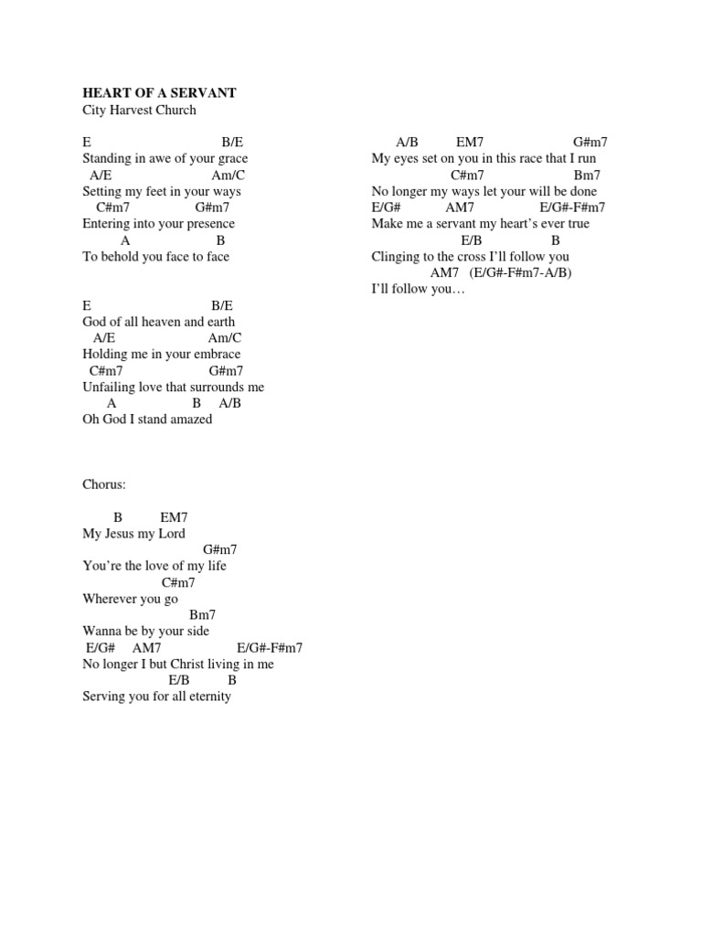 Heart Of A Servant Chords