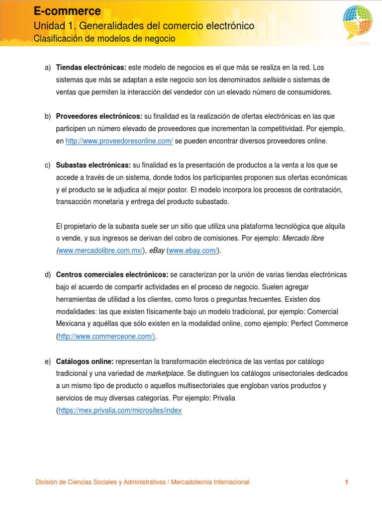 Clasificación de Modelos de Negocio E-commerce | PDF | Comercio ...