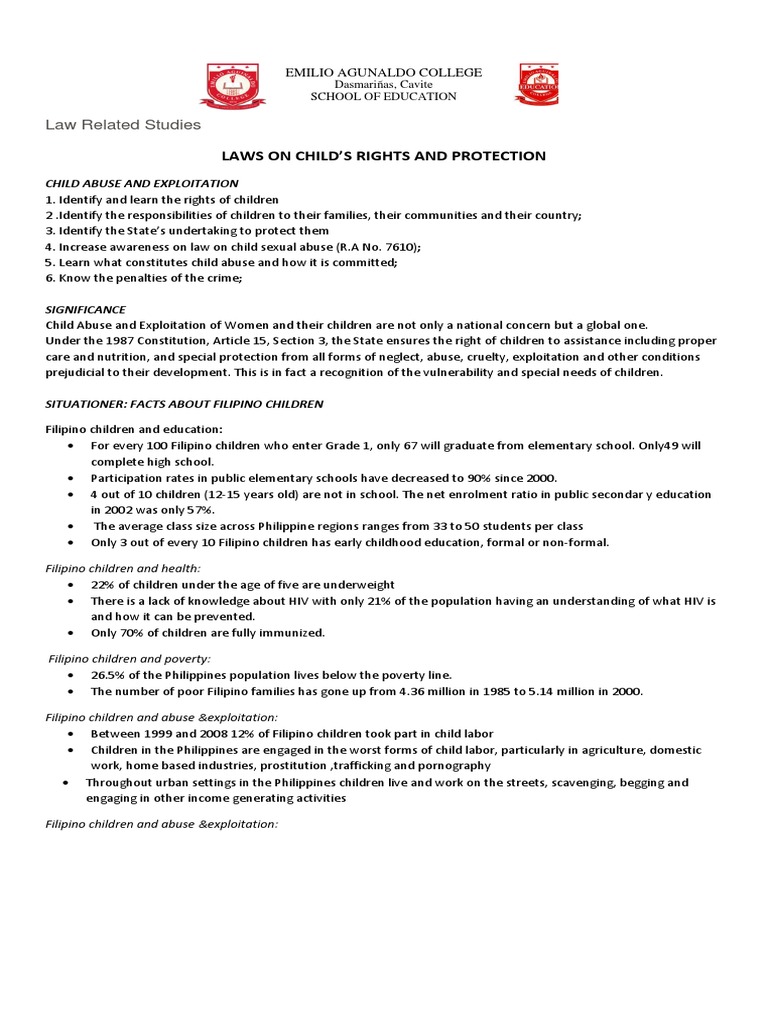 Child Protection Laws in the Philippines | PDF | Child Abuse | Rape