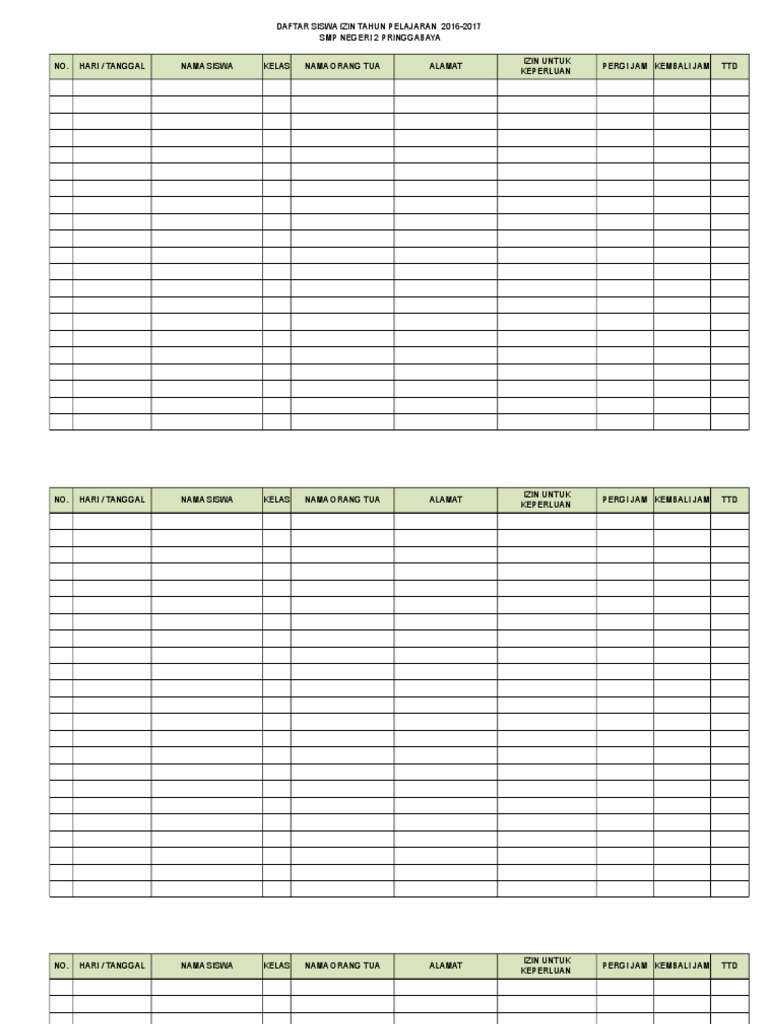Daftar Keterlambatan Siswa 2018-2019 | PDF