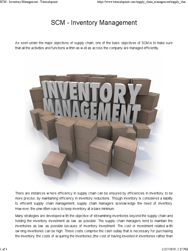 SCM Inventory Management Strategies | PDF | Mathematical Model ...