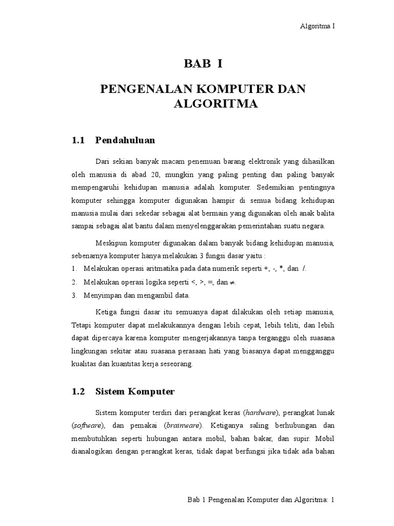 Pengenalan Komputer dan Algoritma Dasar | PDF