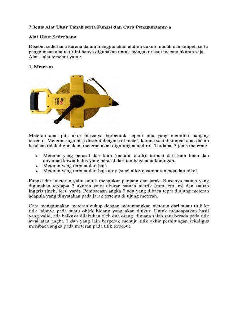 7 Jenis Alat Ukur Tanah Serta Fungsi Dan Cara Penggunaannya Pdf