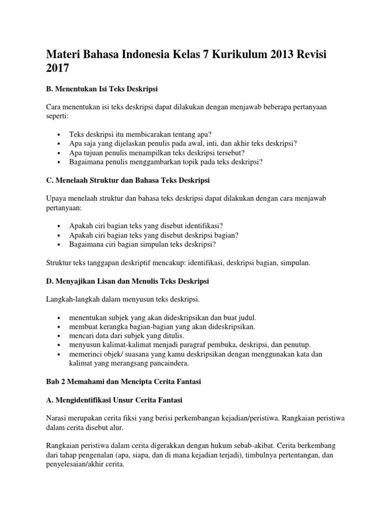 Materi Dan Soal Tentang Menentukan Isi Teks Deskripsi Kelas 7 Jawabanku Id
