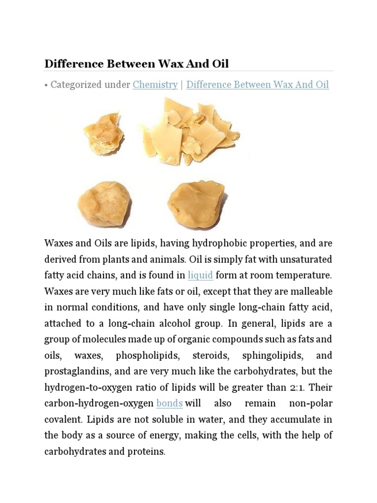 Difference Between Wax And Oil Wax Fat
