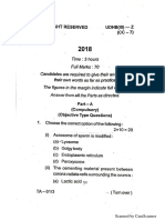 Kolhan University Semester 3 Zoology Honours Ug CC - 7 (Developmental Biology) Question Paper 2018