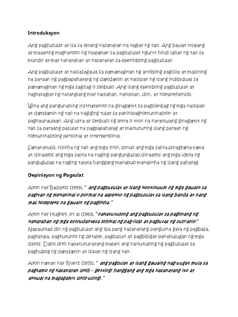 Kasanayan Sa Pagsulat | PDF