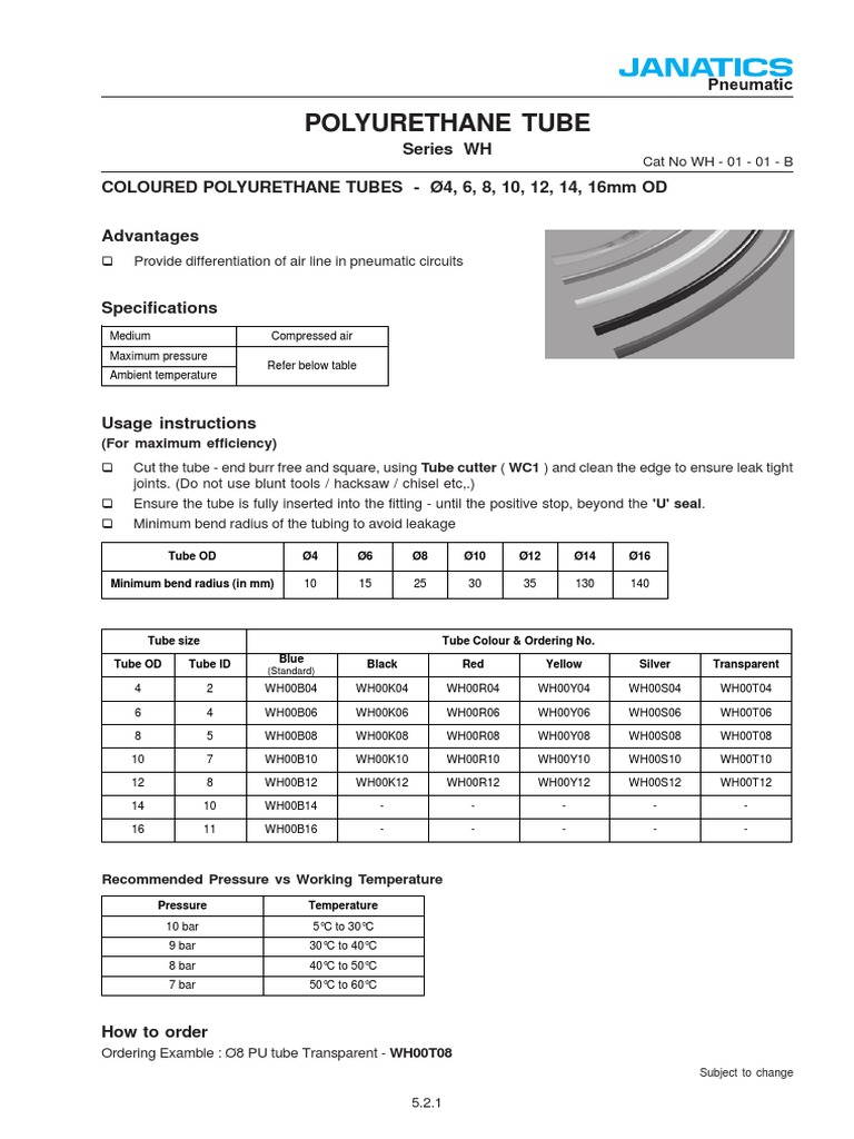 JANATICS PU Tubes Catalogue PDF Building Engineering Manufactured