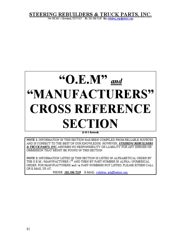 OEM Parts Cross Reference Guide | PDF | Rotating Machines | Wheeled ...