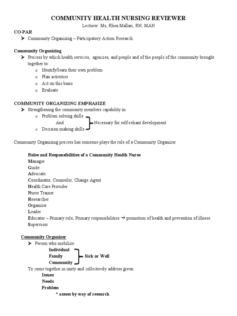 Community Health Nursing Overview | PDF | Nursing | Evaluation
