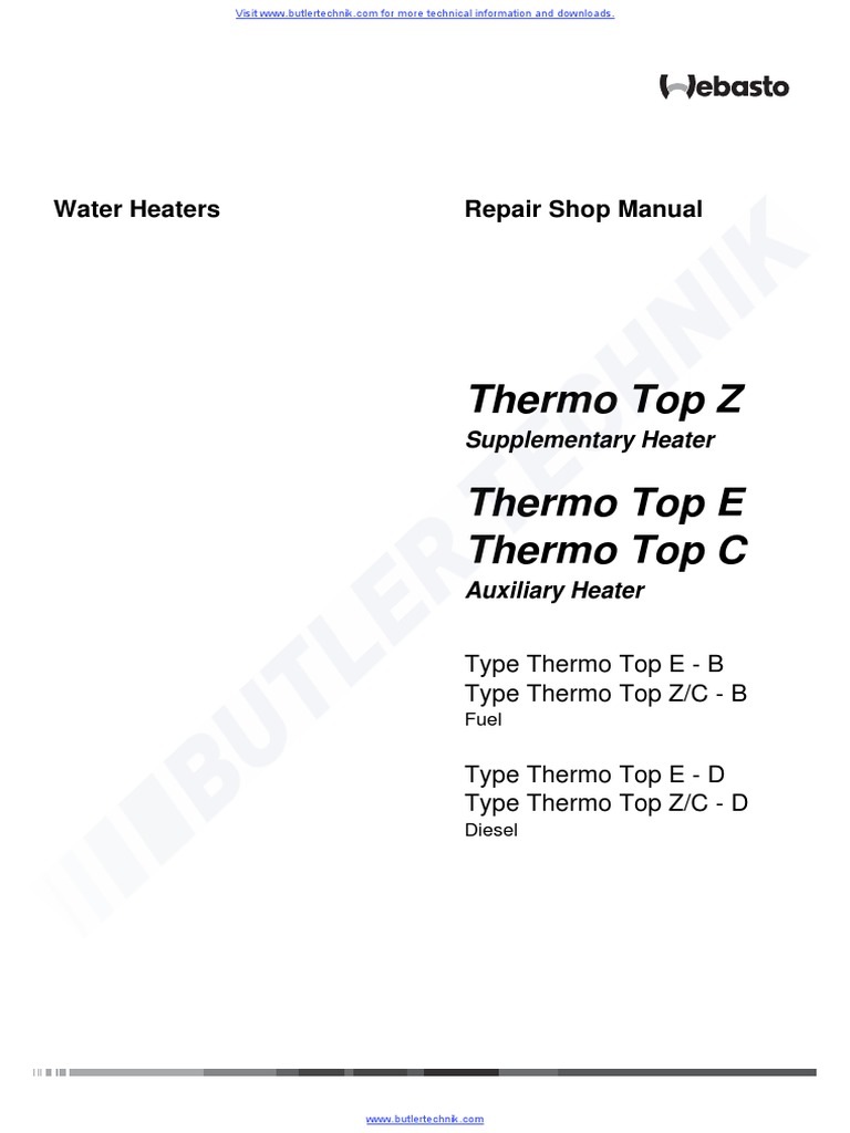 Webasto Heater Thermo Top C Workshop Manual PDF | PDF | Combustion | Diesel  Engine