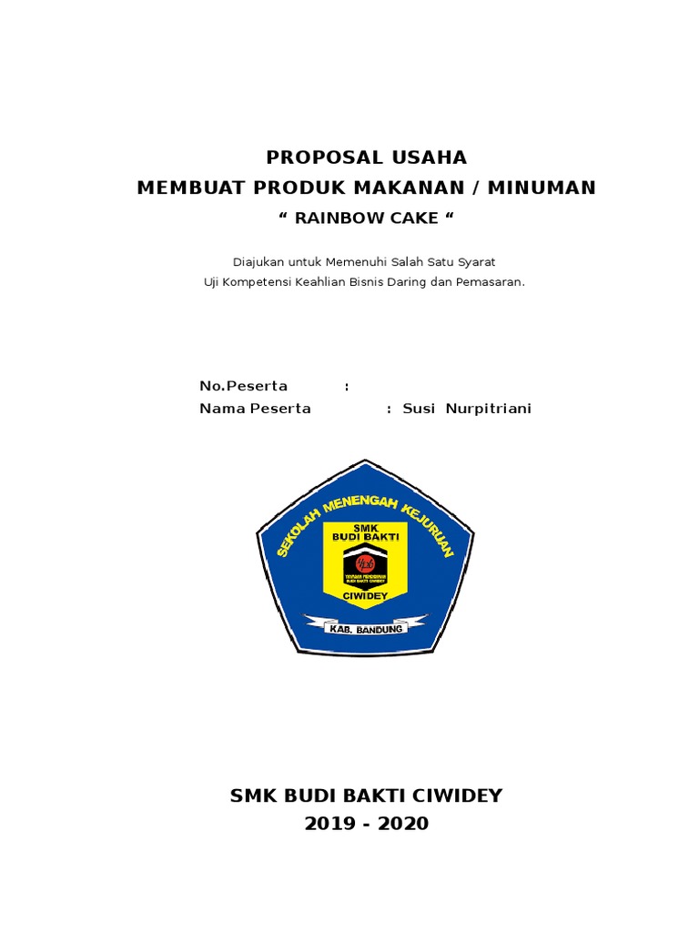 Proposal Usaha Rainbow Cake Susi Nurpitriani