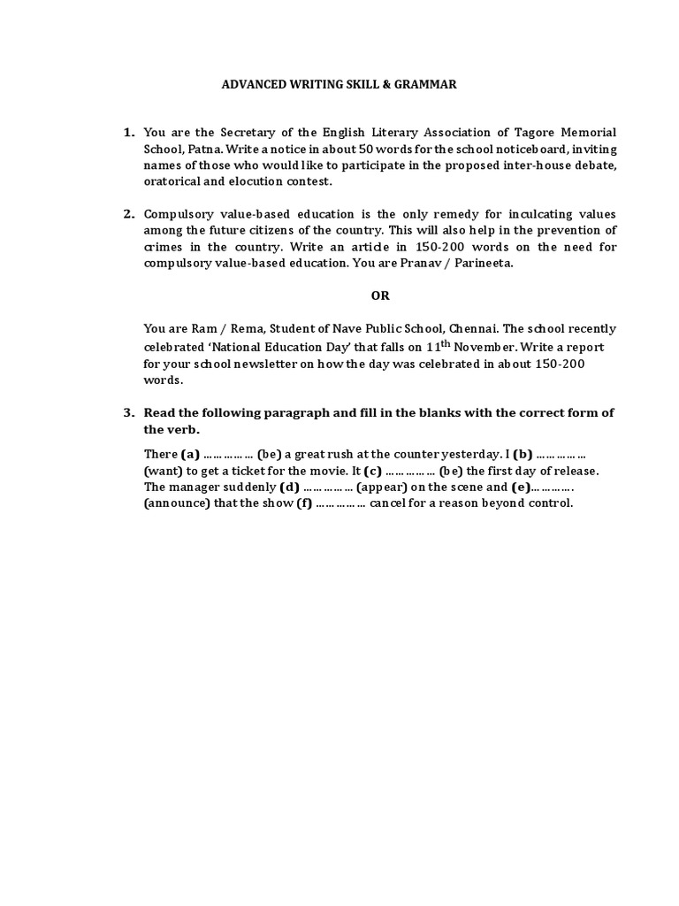 Advanced Writing Skill | PDF