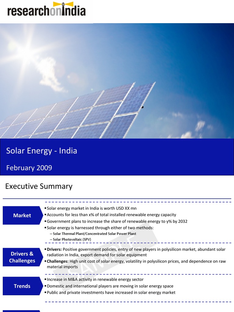 Solar Energy Market Overview in India | PDF | Solar Power | Renewable ...