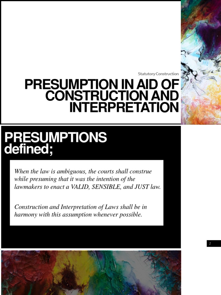 Presumptions STATCON Report PDF Statutory Interpretation Repeal