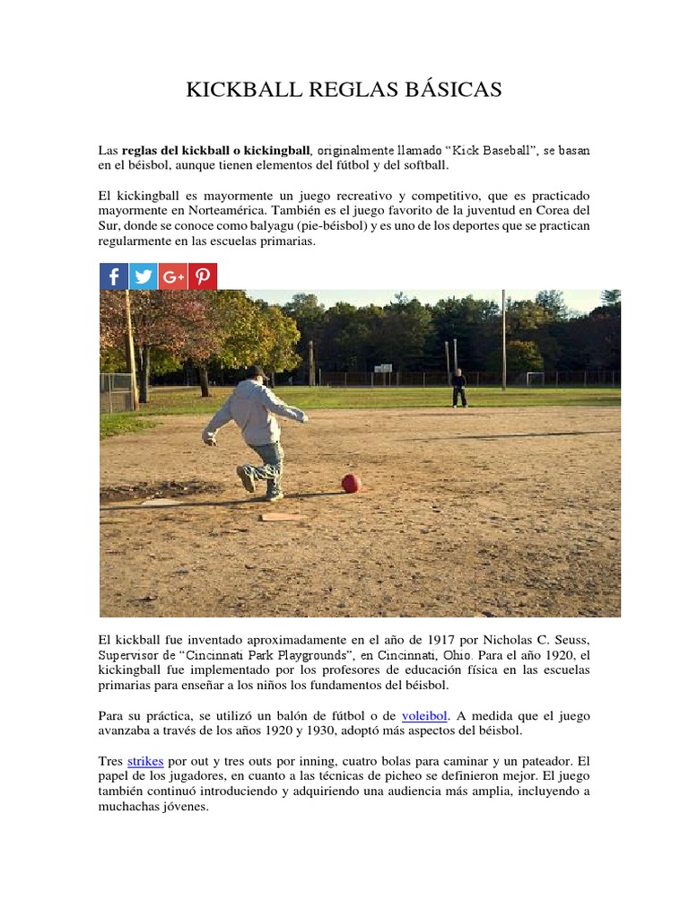 Kickball Reglas Básicas PDF Asociación de Futbol Lanzador
