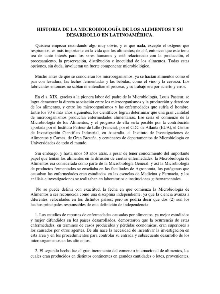 Historia de La Microbiología de Los Alimentos | PDF | Análisis de ...
