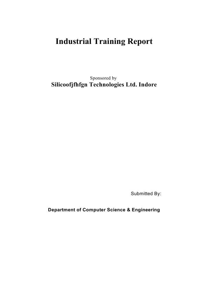 Industrial Training Report Format PDF
