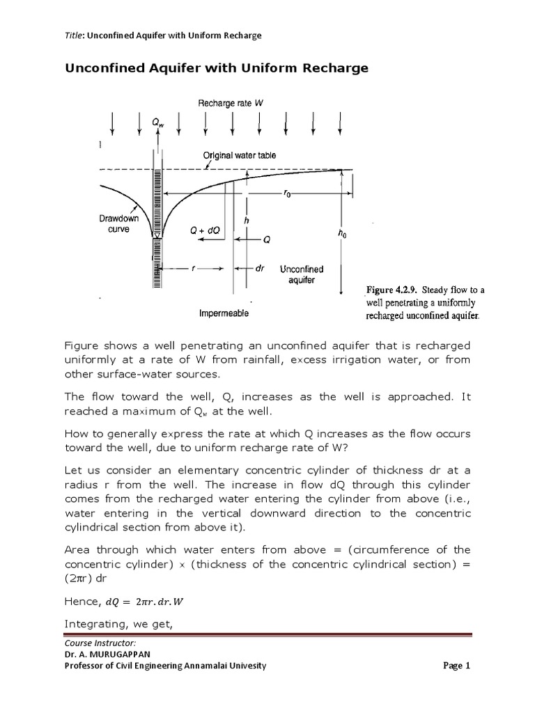 Unconfined Aquifer Recharge Analysis | PDF | Aquifer | Hydrology
