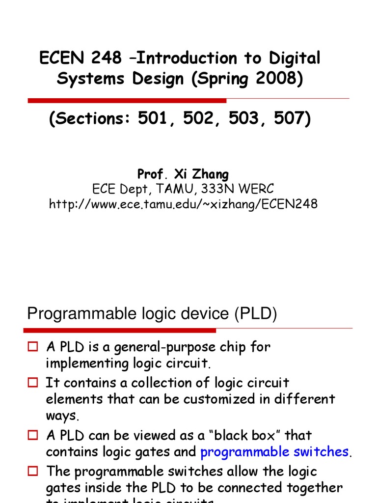 ECEN 248 - Introduction To Digital Systems Design (Spring 2008 ...