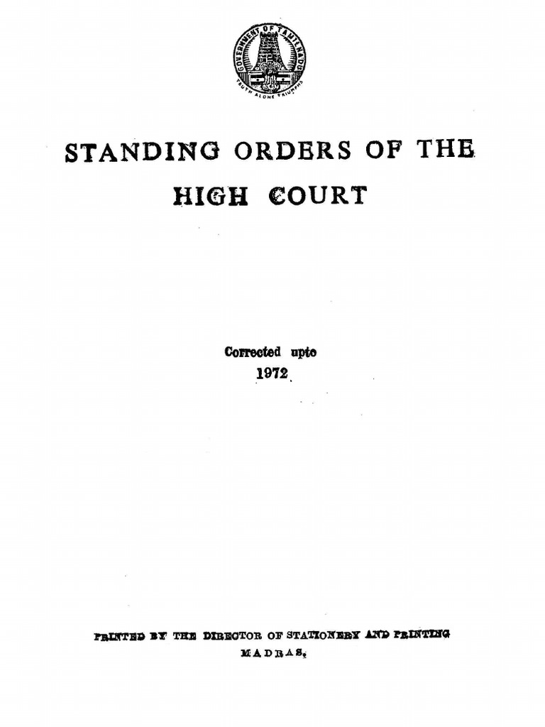 High Court of Madras Standing Orders | PDF | Supreme Court Of Singapore ...