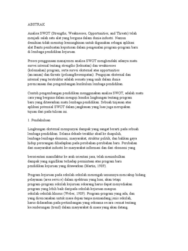 Abstrak Swot Pdf