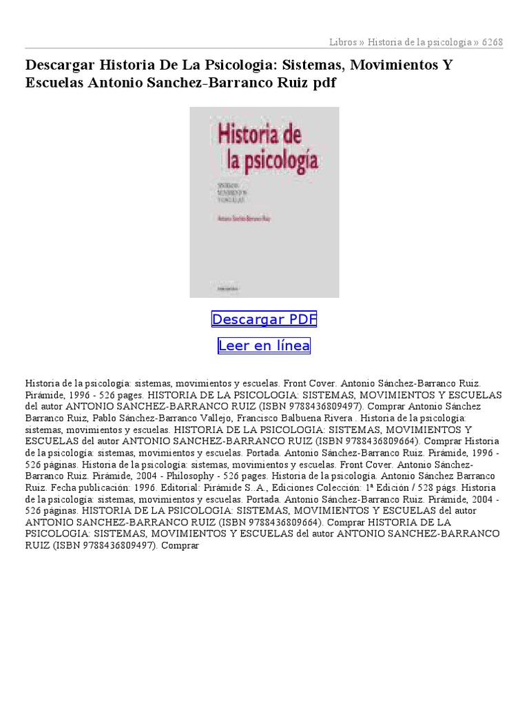 Historia De La Psicologia Sistemas Movimientos Y Escuelas Pdf Pdf