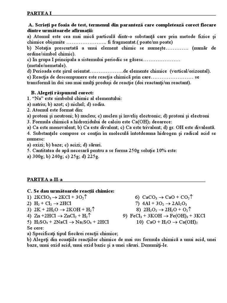 Test Initial Clasa Ix | PDF