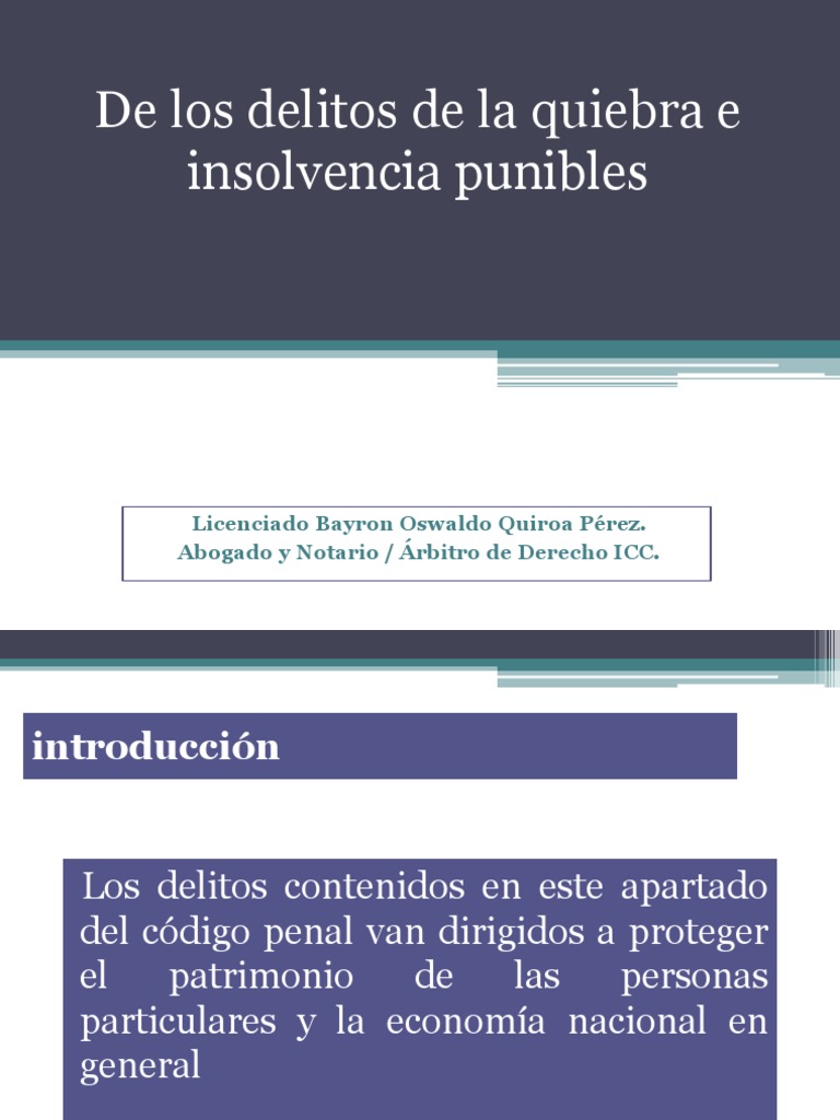 Delitos de quiebra e insolvencia | PDF | Bancarrota | Bancos