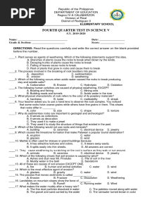 4th Quarter Test in Science 5