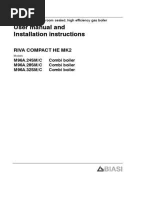 Riva Compact HE (MK2) Combi - User Manual | PDF | Boiler | Water Heating
