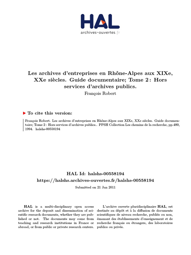 Archives d'entreprises en Rhône-Alpes | PDF | Archives | Industries