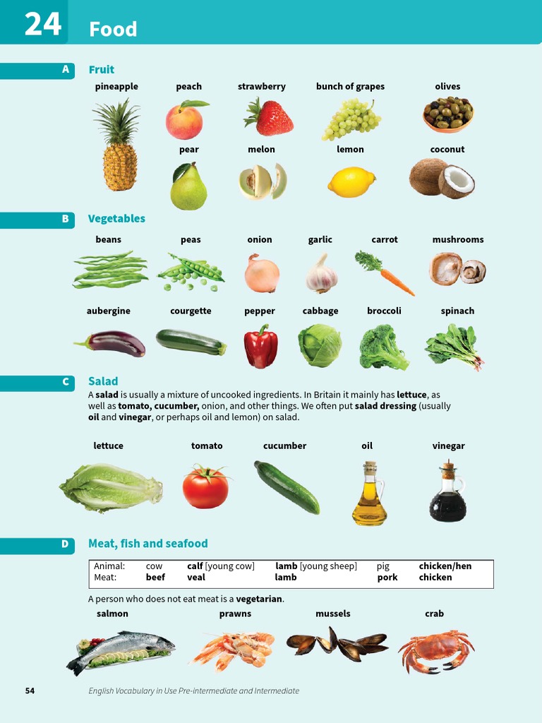 Food Vocabulary PDF Salad Taste