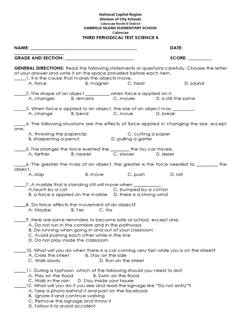 Science 4 Periodical Test Guide | PDF | Reflection (Physics) | Light