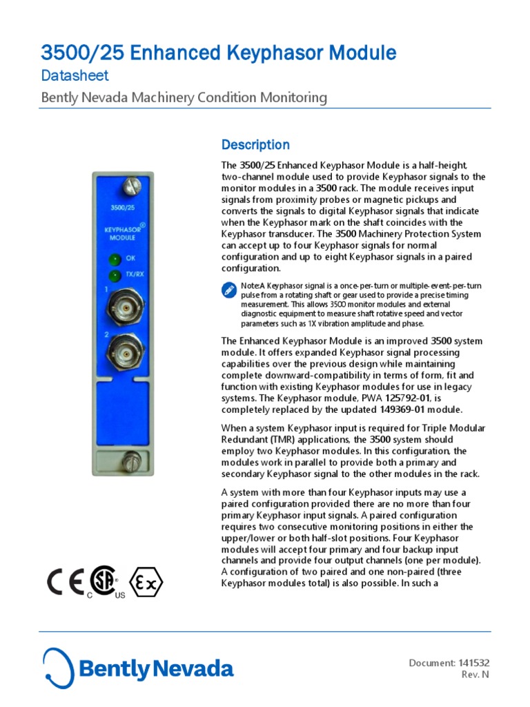 3500-25 Enhanced Keyphasor Module Datasheet - 141532 | PDF | Hertz ...