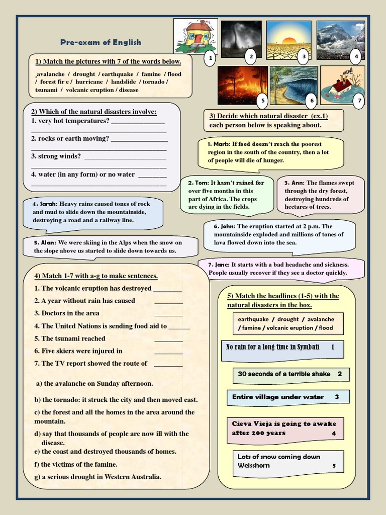 Natural Disasters Pre Exam 2nd Grade Pdf Pdf Natural Disasters Storms