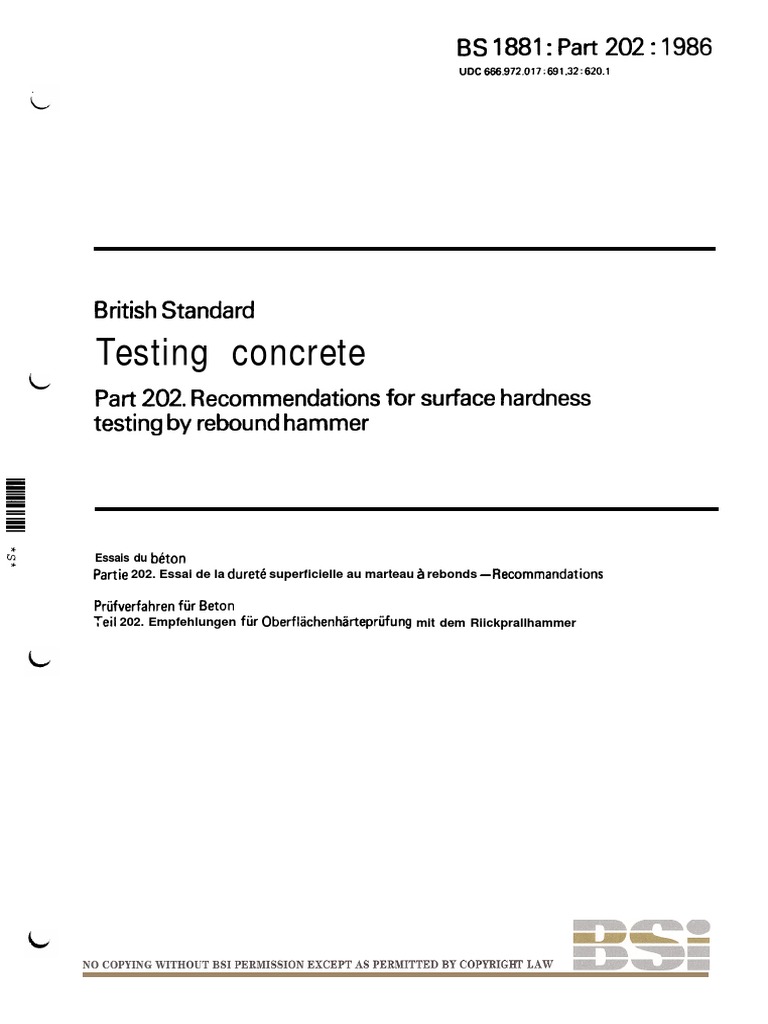 BS 1881202 1986 Testing Concrete Part 202 For