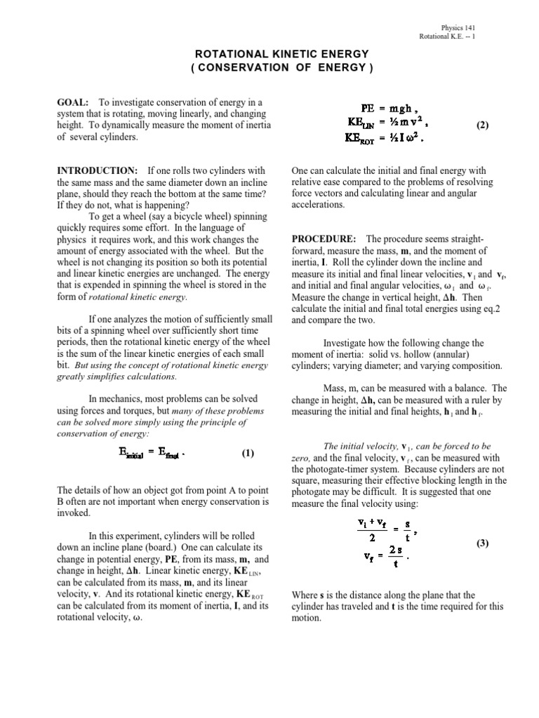 09 Rotational Kinetic Energy | PDF | Torque | Kinetic Energy