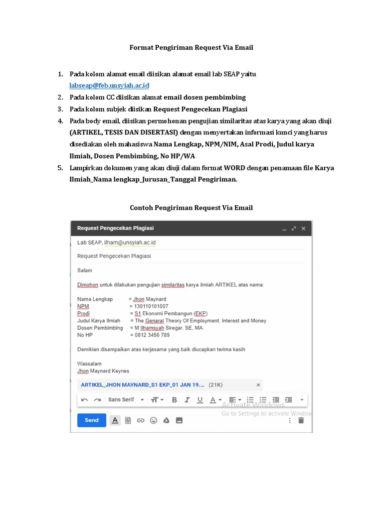 Format Email Permohonan Plagiasi | PDF