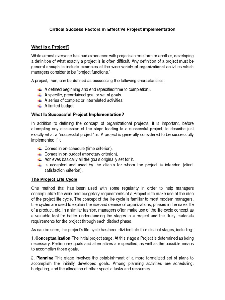 Key Factors for Project Success | PDF | Product Lifecycle | Project ...