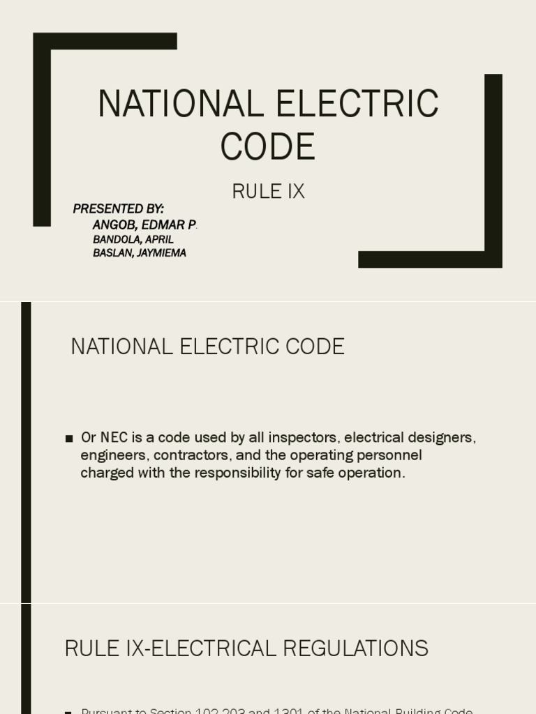 NEC Rule IX: Electrical Regulations Guide | PDF | Electrical Wiring ...