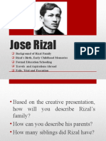 Rizal's Family Background, Childhood Memories and Education