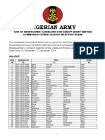 Nigerian Army DSSC Selection Board Shortlist