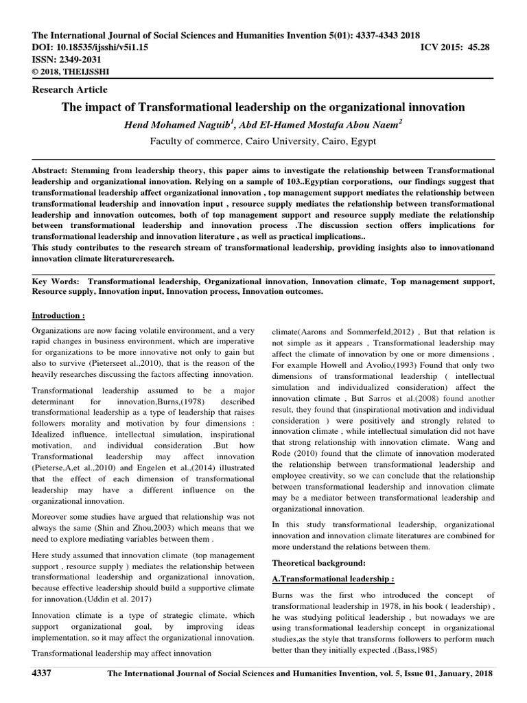 The Impac of Transformational Leadership On The Organizational ...