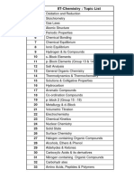 Chemistry - Topic List PDF