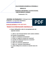 Cronograma de Actividades Desarrollo Personal Ii